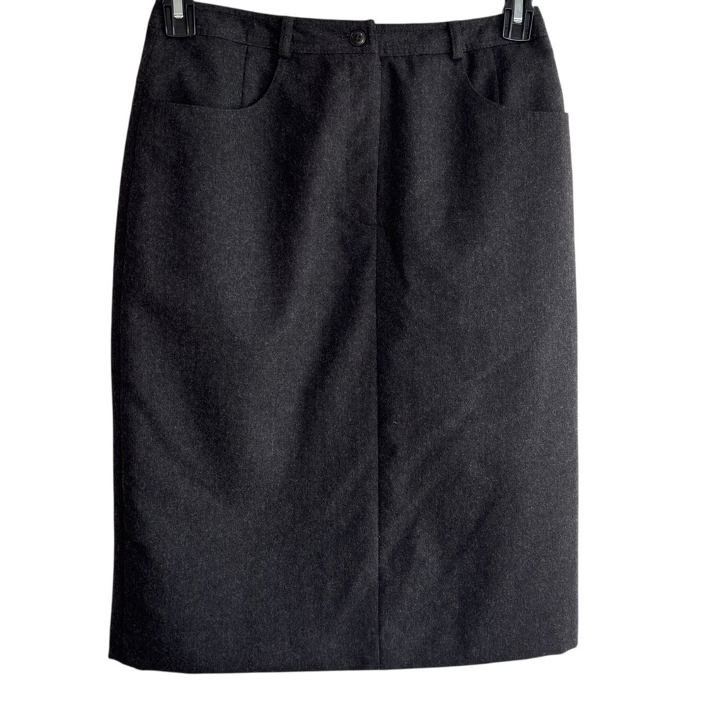 Talbots Pencil Skirt Sz 6 100% Wool Fully Lined Pockets Charcoal Gray Classic